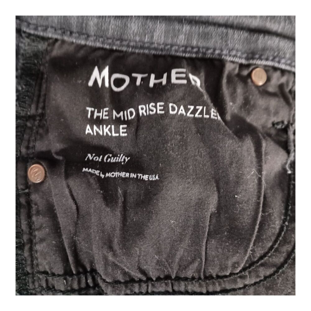 Mother The Mid Rise Dazzler Ankle Step Fray Jeans Not Giulty Black Women's 26 - Picture 5 of 7